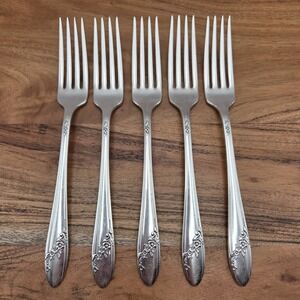 5 Vintage Oneida Community Tudor Plate Queen Bess II Silverplate Dinner Forks
